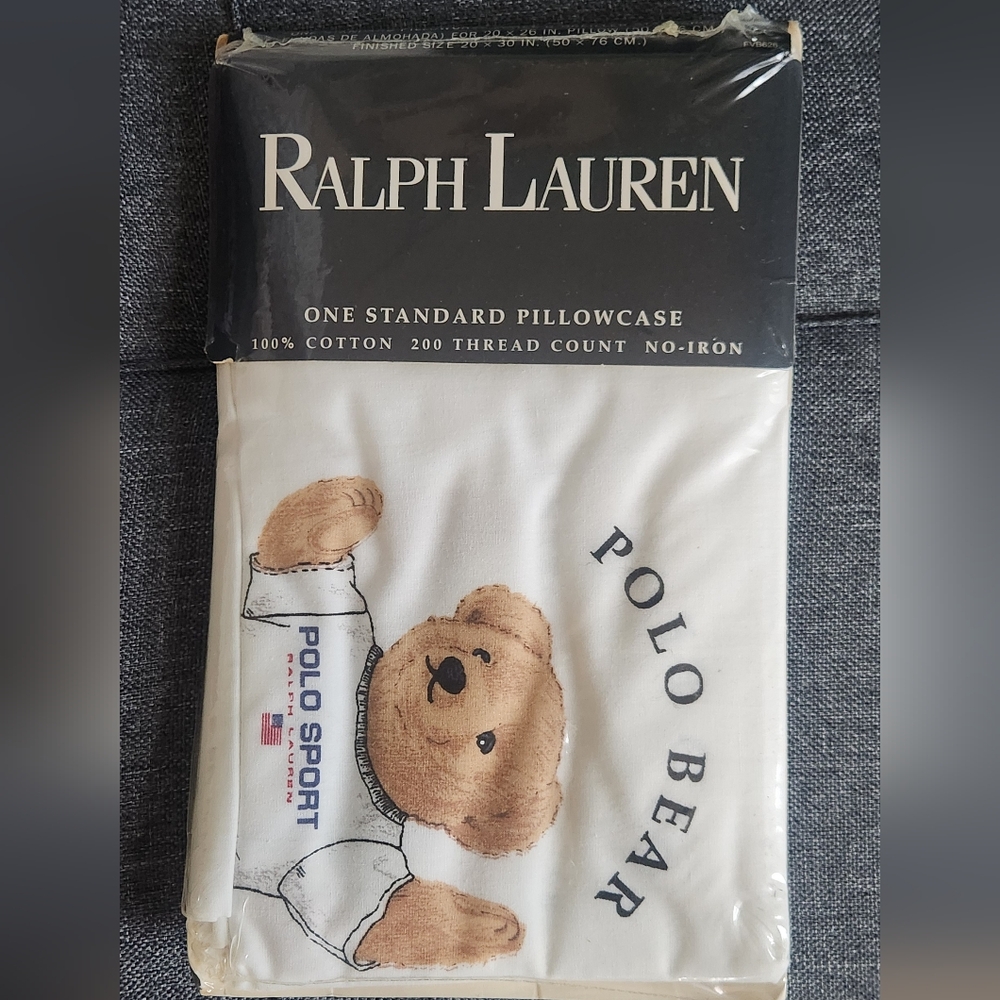 Ralph Lauren White Polo Bear Pillowcase